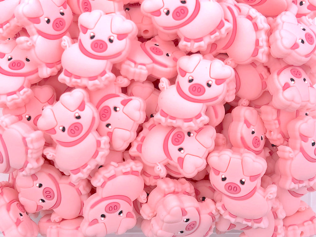 Pink Pig Silicone Focal Beads