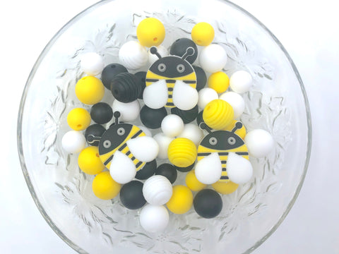 Bee Happy Silicone Focal Bead Mix