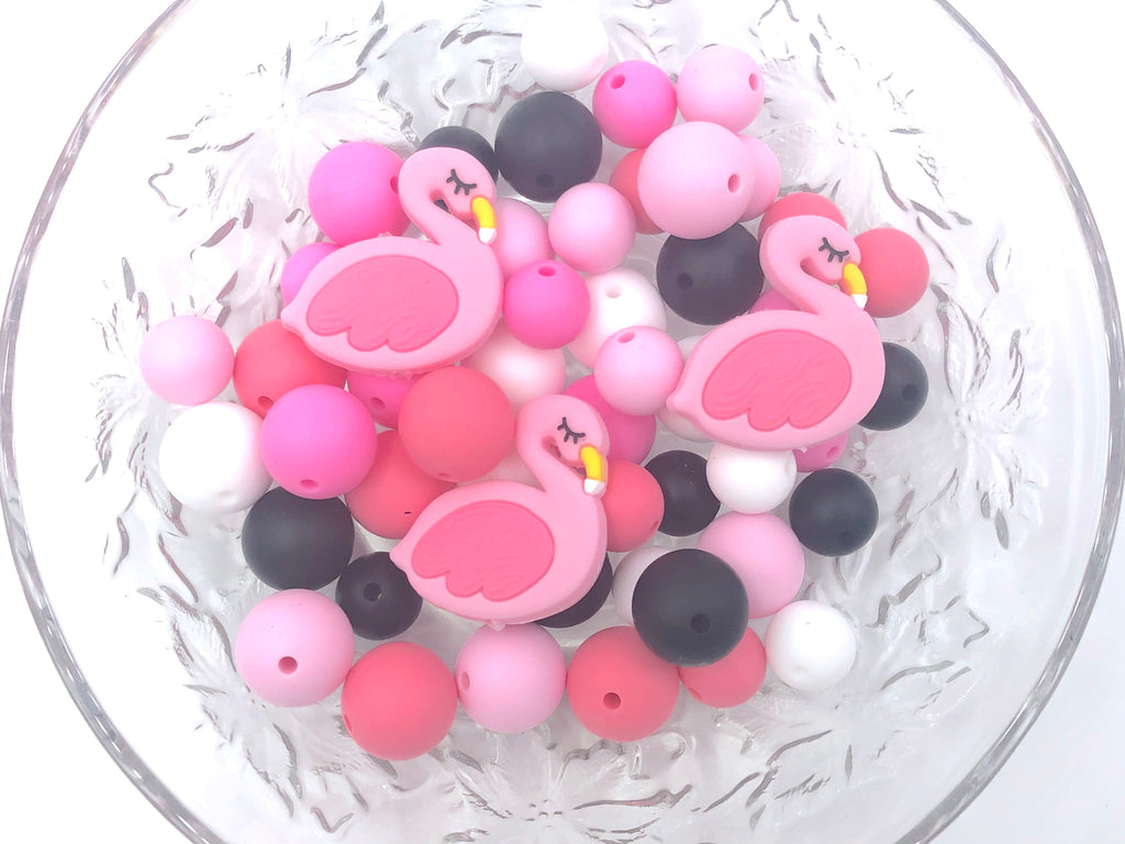 Pink Flamingo Silicone Focal Bead Mix