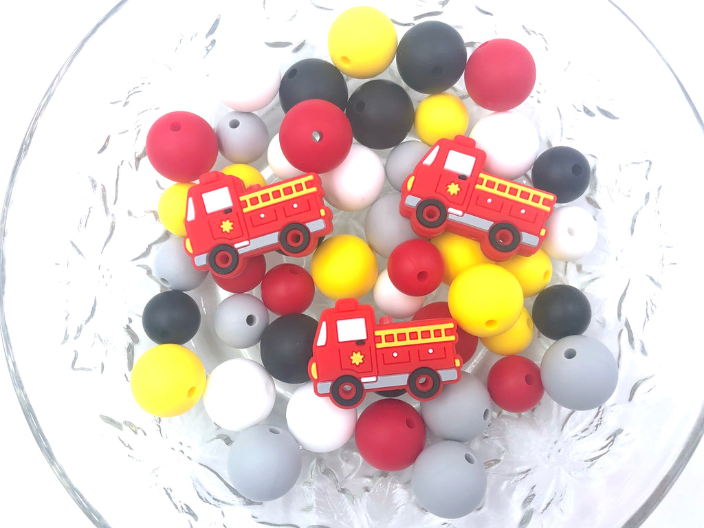 Fire Truck Silicone Focal Bead Mix