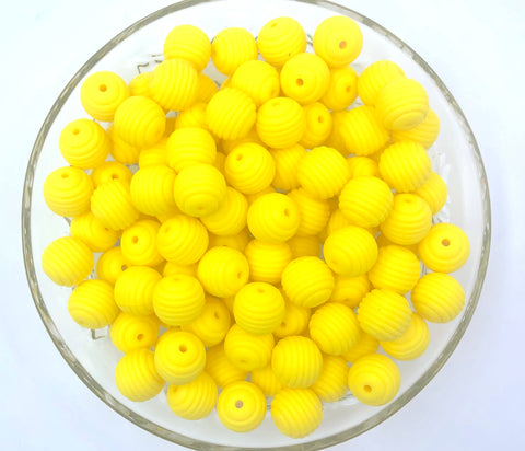 15mm Yellow Silicone Beehive Beads