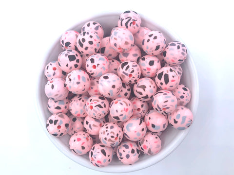 Pink Terrazzo Silicone Beads--15mm