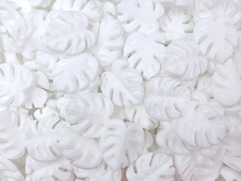 Monstera Leaf Silicone Beads--WHITE
