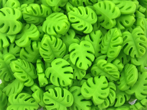 Monstera Leaf Silicone Beads--GREEN