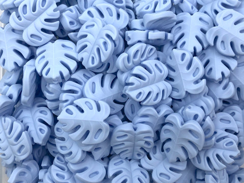Monstera Leaf Silicone Beads--BABY BLUE