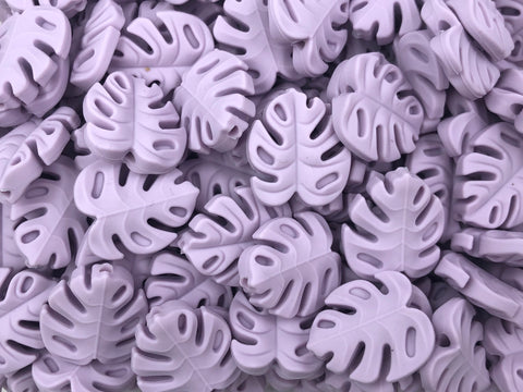 Monstera Leaf Silicone Beads--LAVENDER MIST