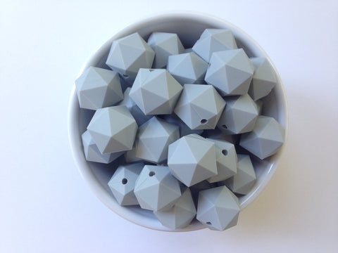 20mm Light Gray ICOSAHEDRON Silicone Beads