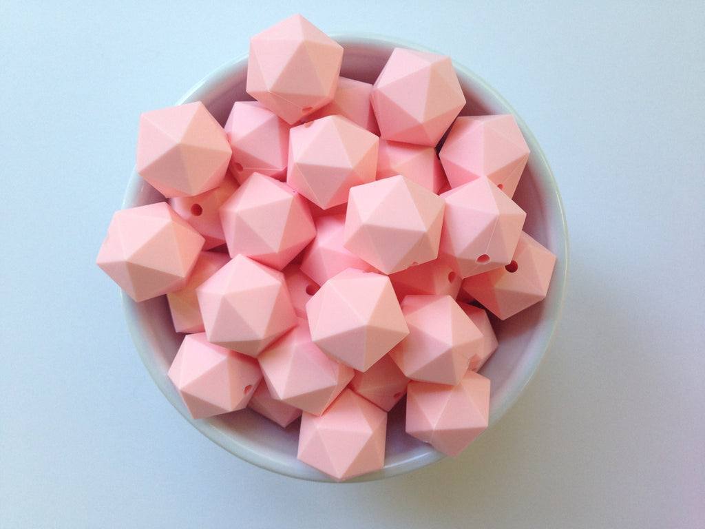 20mm Pink Quartz ICOSAHEDRON Silicone Beads