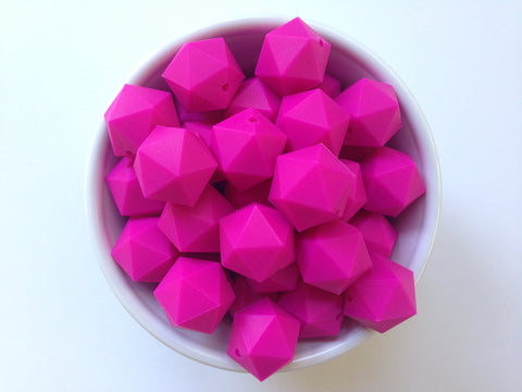 20mm Hot Pink ICOSAHEDRON Silicone Beads