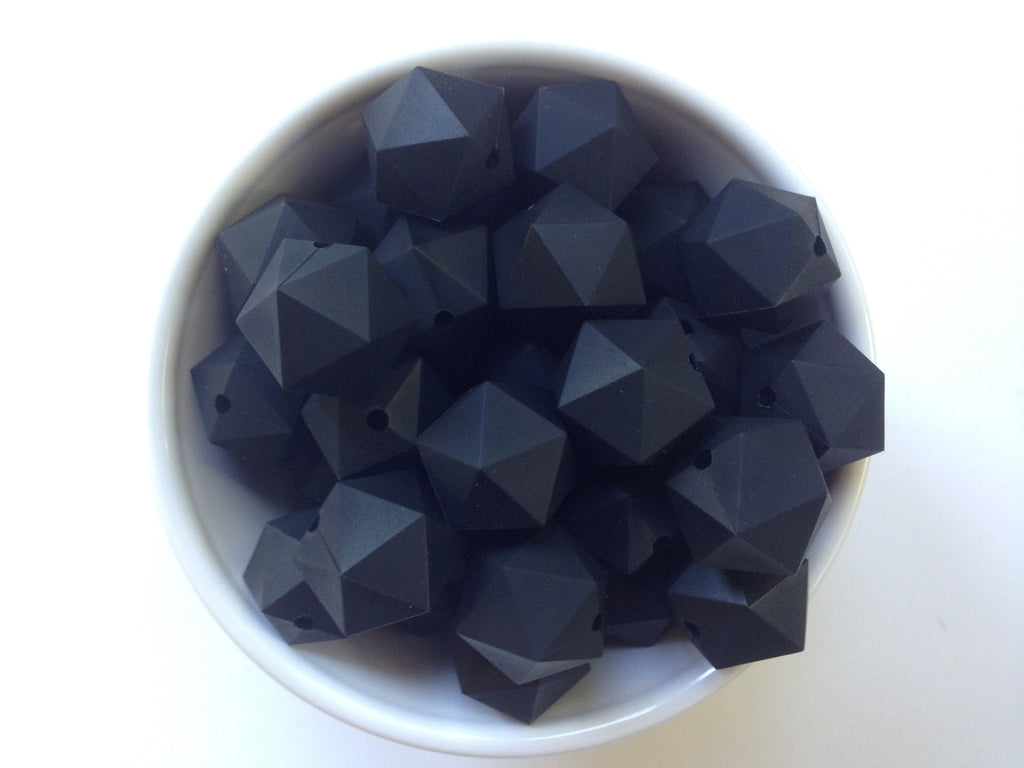 20mm Black ICOSAHEDRON Silicone Beads