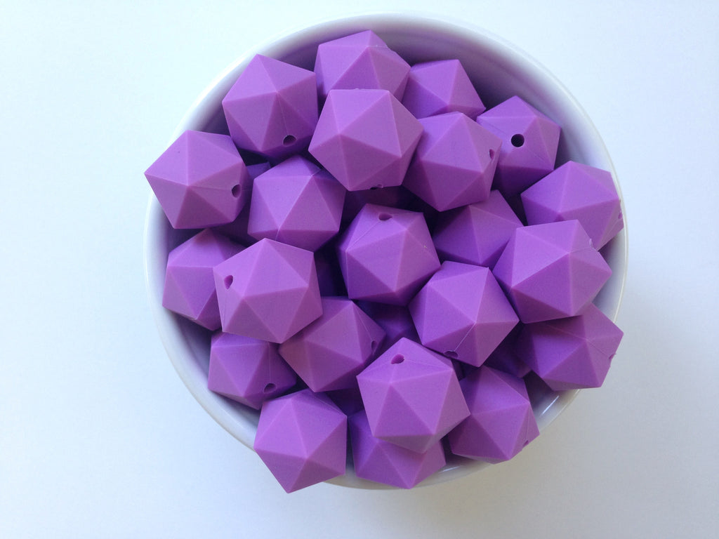 20mm Lavender Purple ICOSAHEDRON Silicone Beads