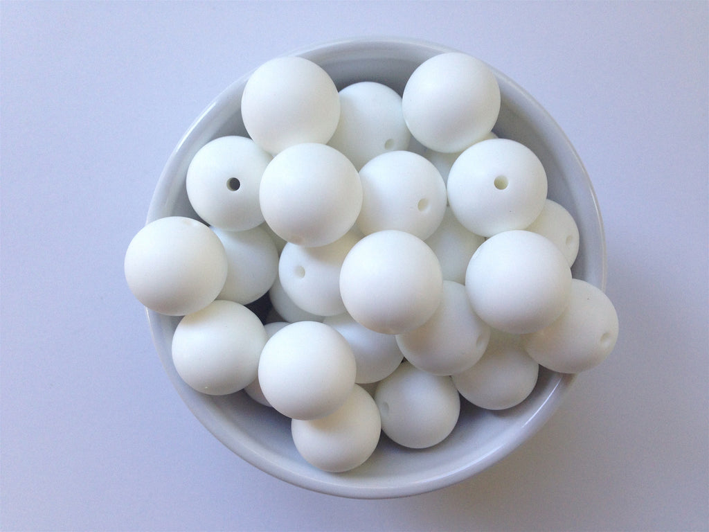 22mm White Round Silicone Beads