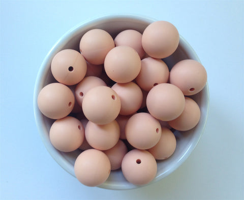 22mm Peach Sorbet Round Silicone Beads