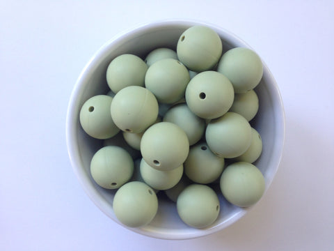 22mm Sage Green Round Silicone Beads