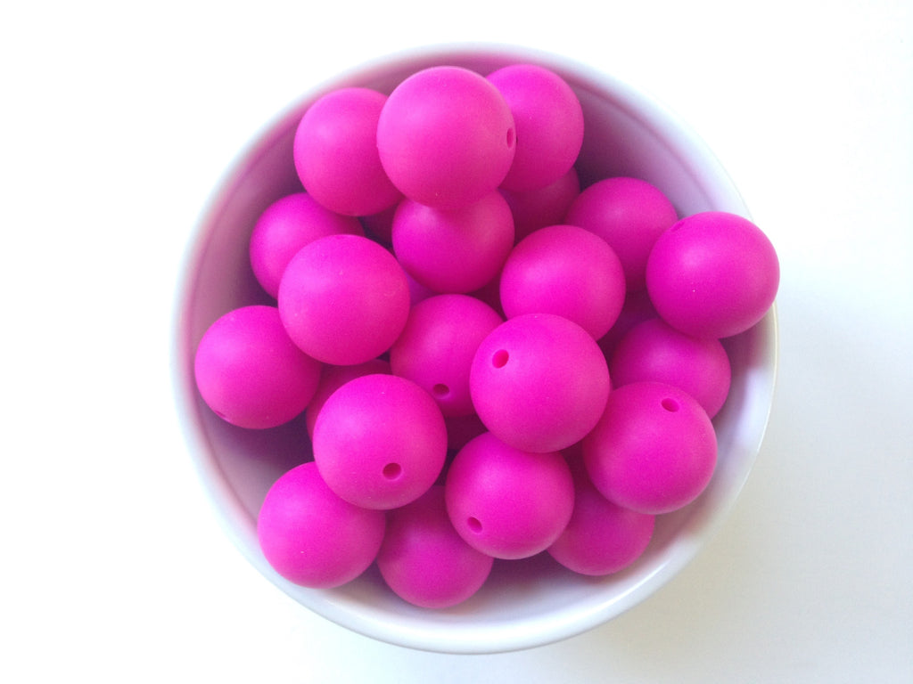 22mm Hot Pink Round Silicone Beads
