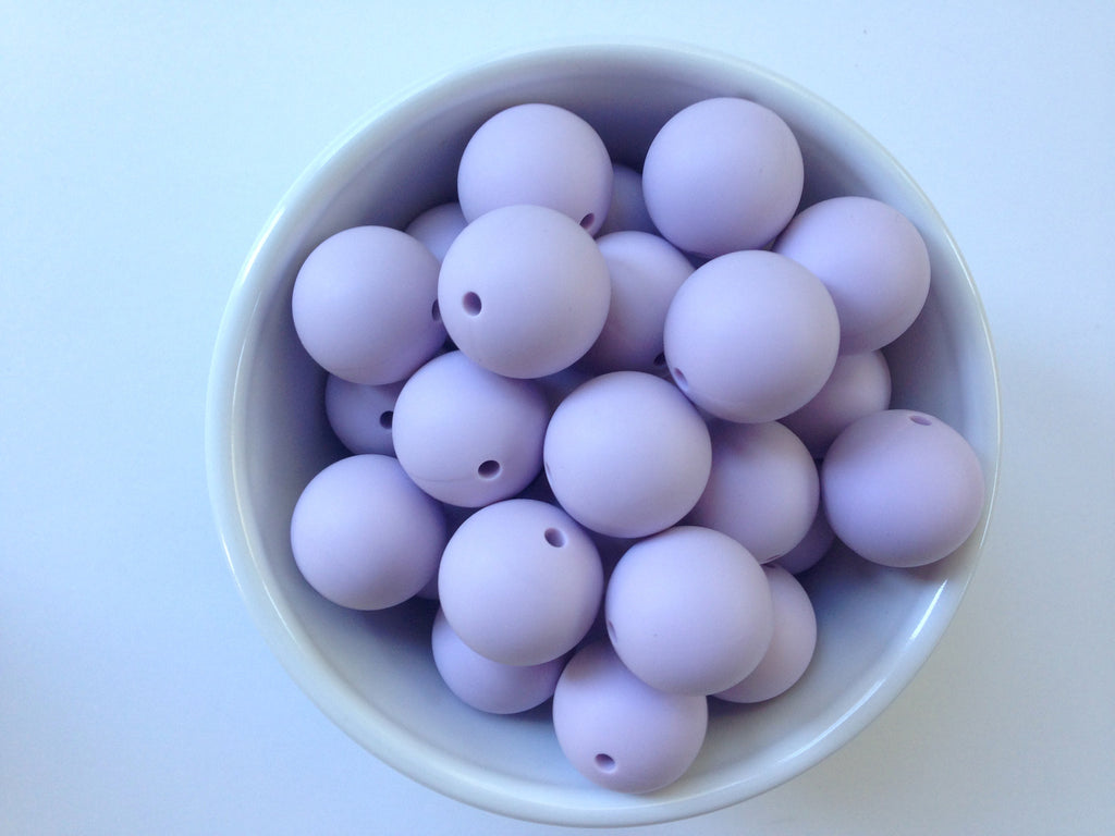 22mm Lavender Mist Round Silicone Beads