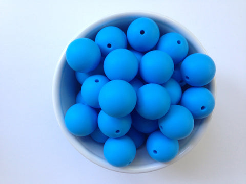 22mm Sky Blue Round Silicone Beads