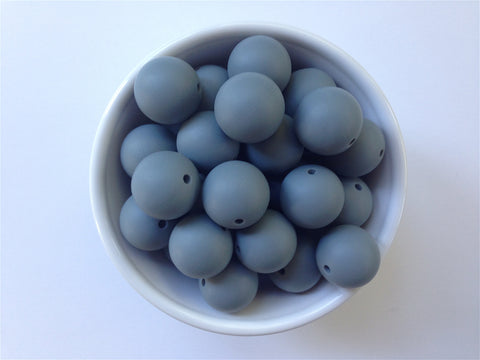 22mm Gray Round Silicone Beads