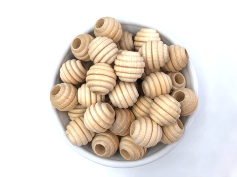 19mm Natural Wood Beehive Beads