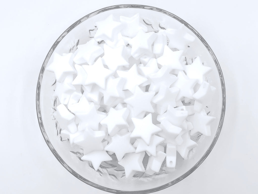 25mm White Silicone Star Bead