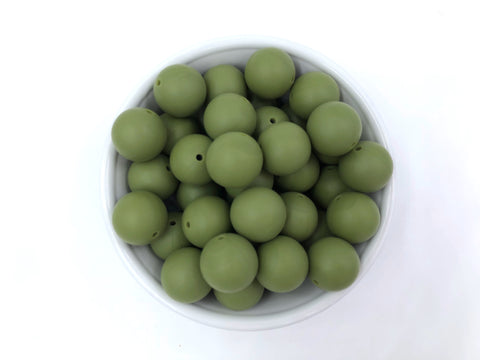 19mm Army Green Silicone Beads