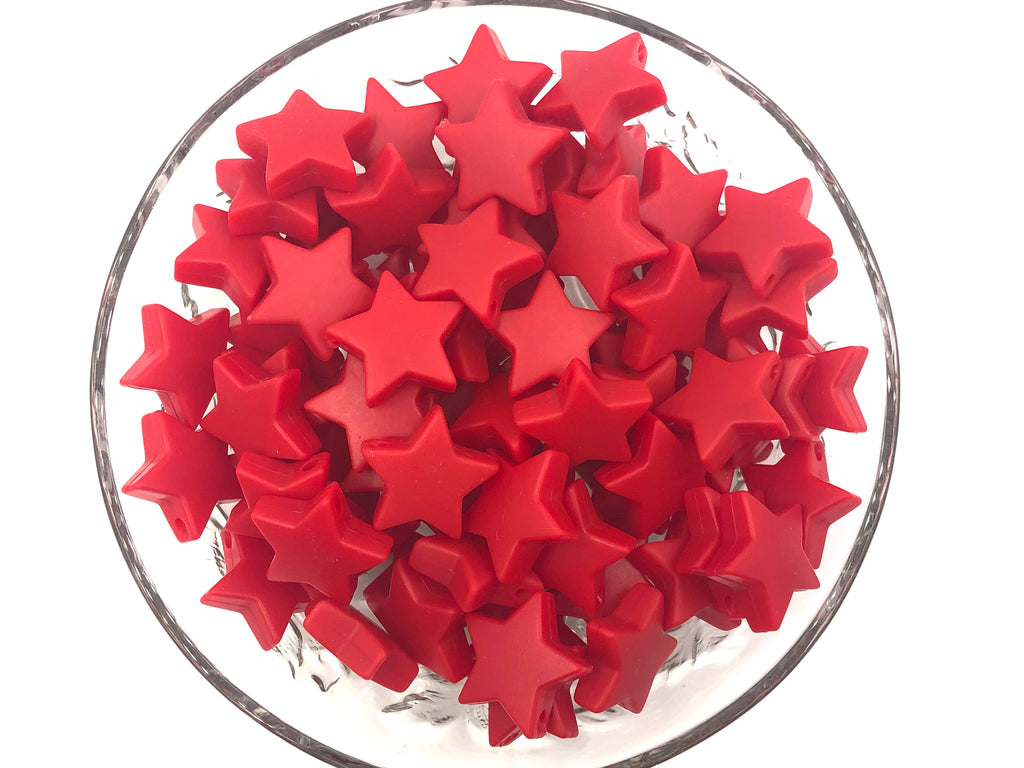 25mm Red Silicone Star Bead