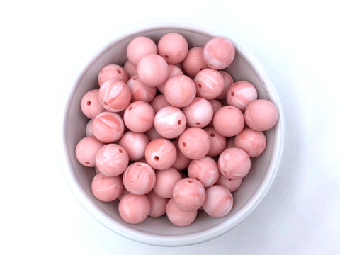 15mm Marble Strawberry Ice Silicone Beads