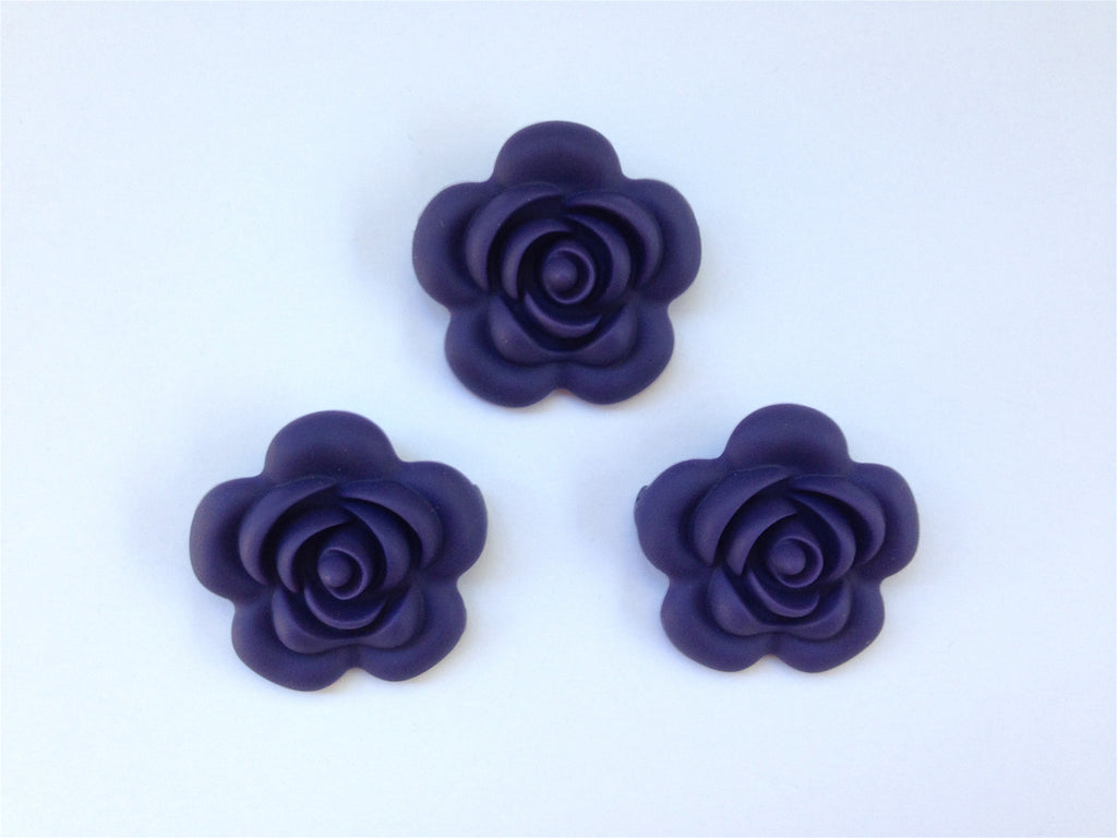 40mm Midnight Purple Silicone Flower Bead