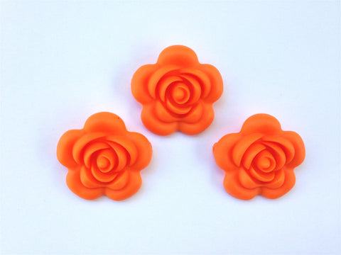 40mm Orange Silicone Flower Bead