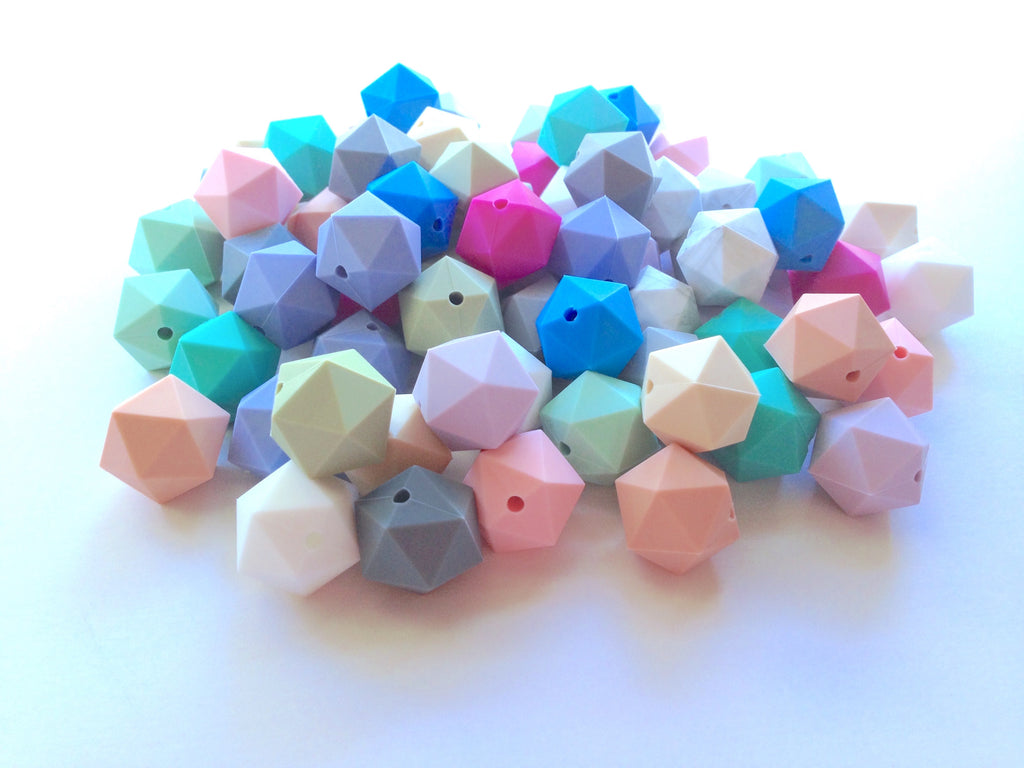 Silicone Wholesale--Mix & Match--Icosahedron 20mm Bulk Silicone Beads--100