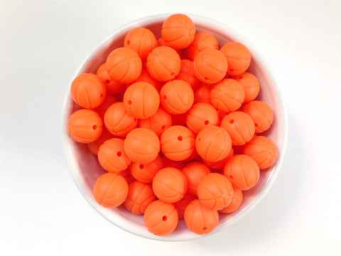 Orange Basketball Silicone Beads