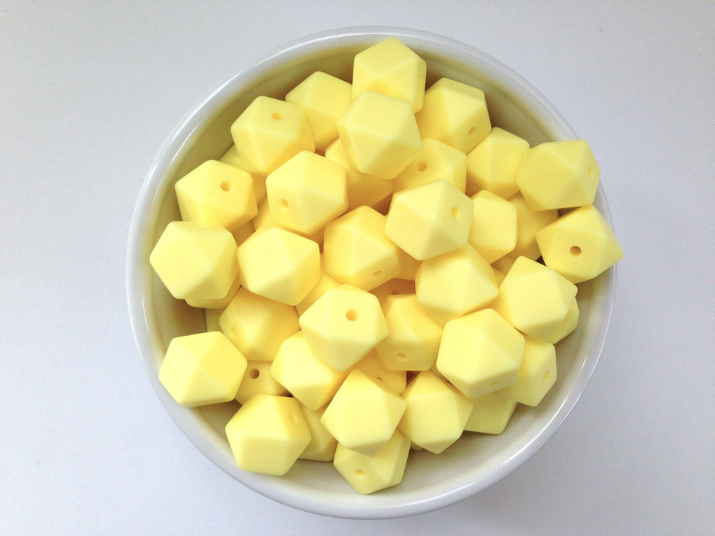 14mm Light Yellow Mini Hexagon Silicone Beads