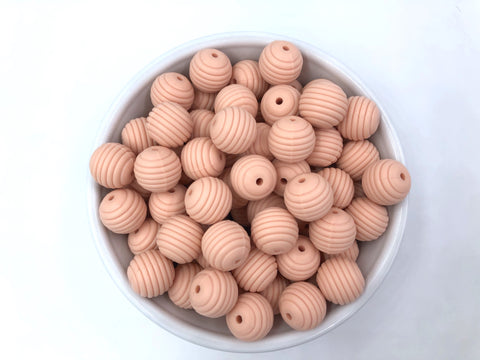 15mm Peach Silicone Beehive Beads