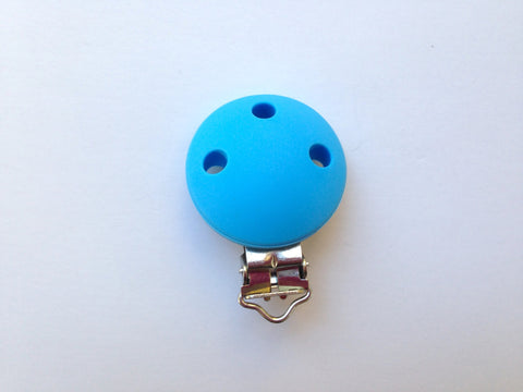 Sky Blue Round Silicone Pacifier Clip
