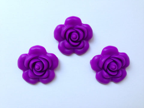 40mm Royal Purple Silicone Flower Bead