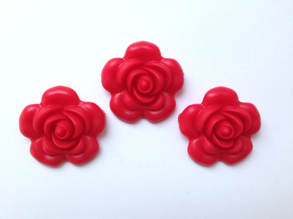 40mm Red Silicone Flower Bead