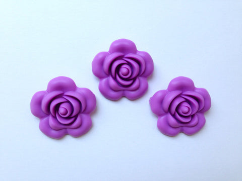 40mm Lavender Purple Silicone Flower Bead