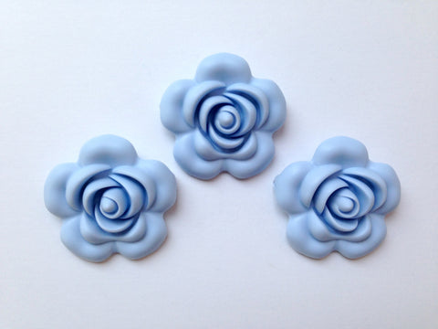 40mm Baby Blue Silicone Flower Bead