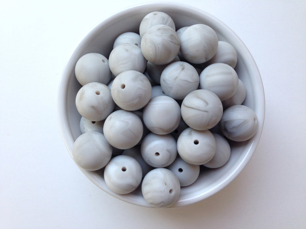 19mm Marble Gray Silicone Beads