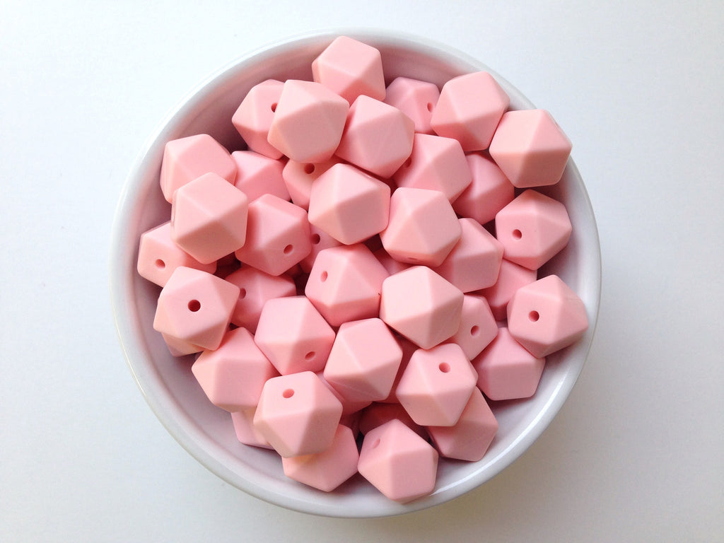 14mm Pink Quartz Mini Hexagon Silicone Beads