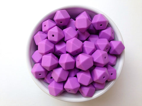 14mm Lavender Purple Mini Hexagon Silicone Beads