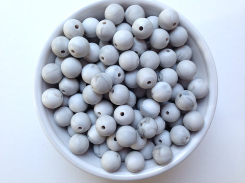 12mm Marble Gray Silicone Beads