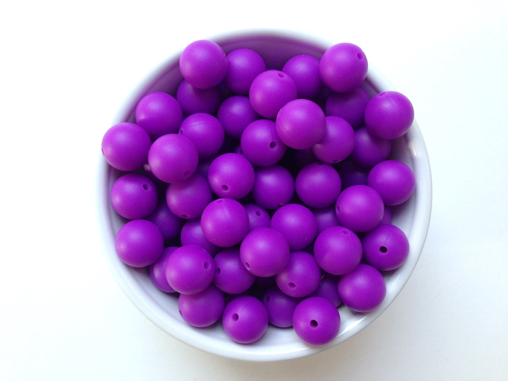 15mm Royal Purple Silicone Beads
