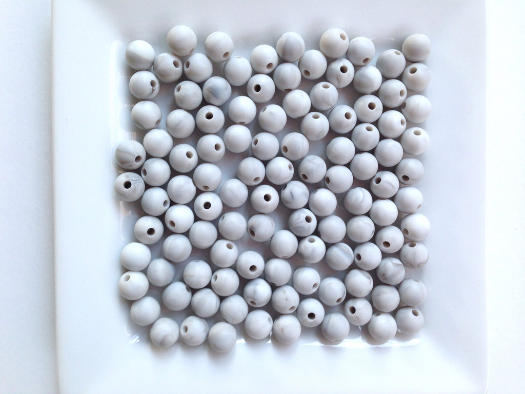 9mm Gray MarbleSilicone Beads