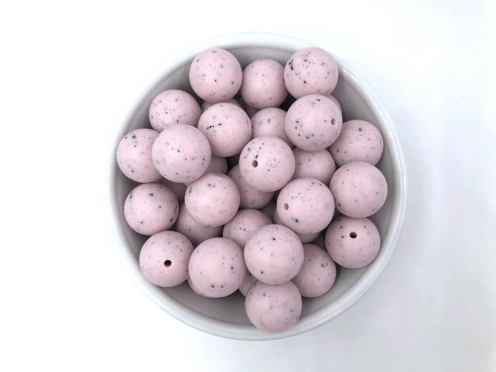 19mm Pink Speckled Silicone Beads