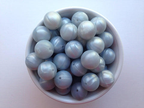 19mm Metallic Light Gray Silicone Beads