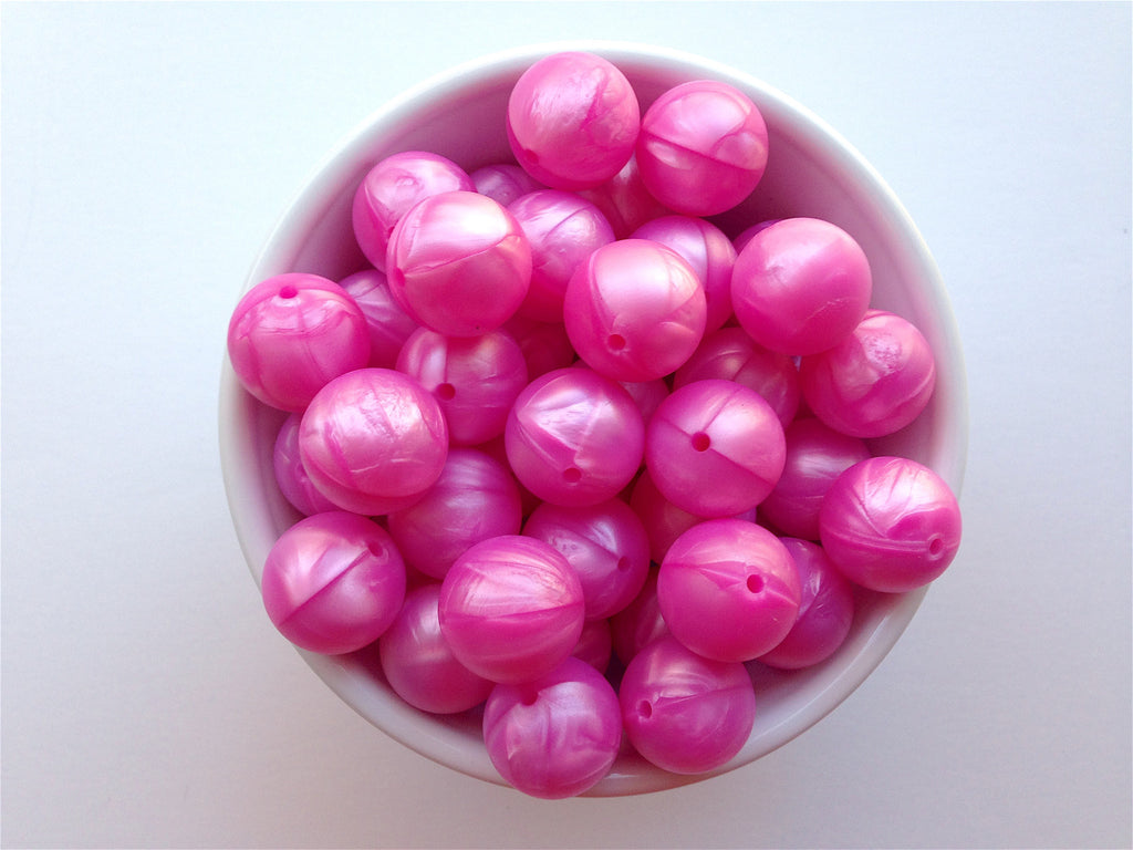 19mm Metallic Pink Silicone Beads