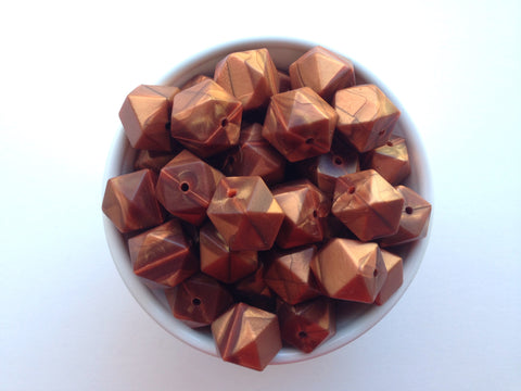 Metallic Copper Hexagon Silicone Beads