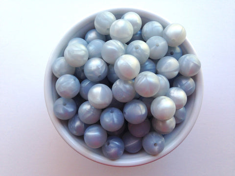 15mm Metallic Light Gray Silicone Beads