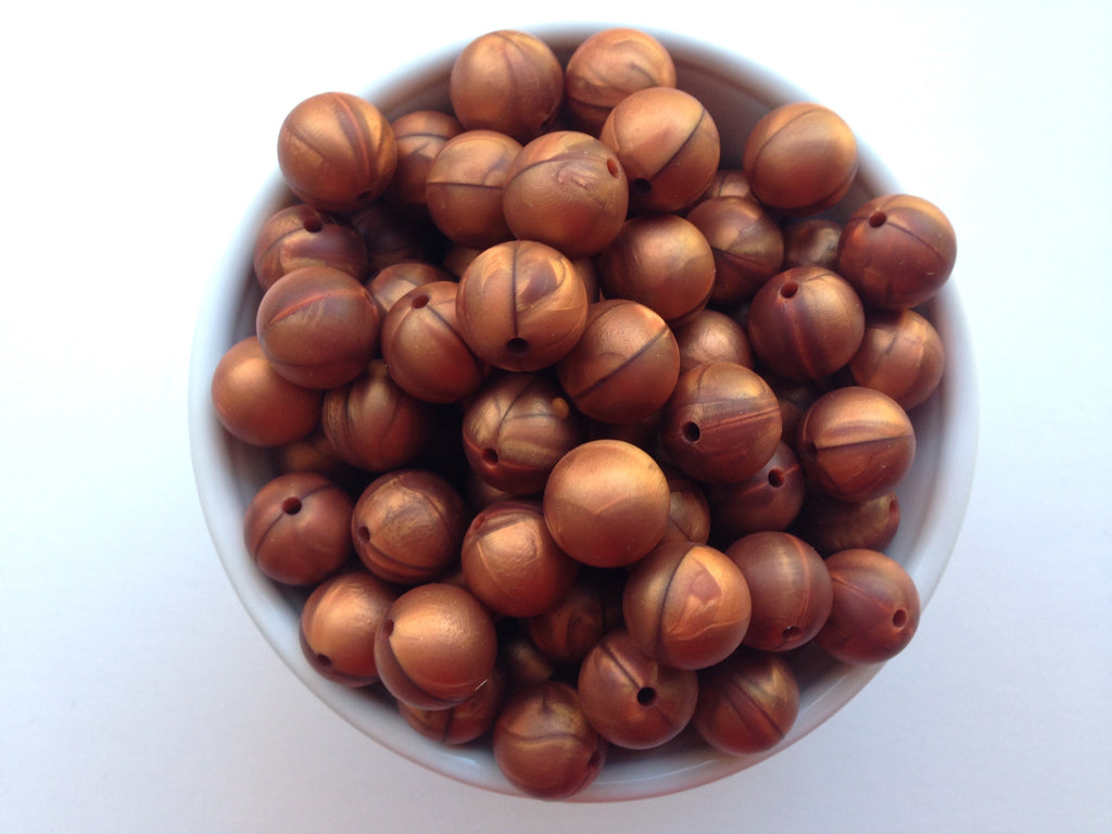 15mm Metallic Copper Silicone Beads